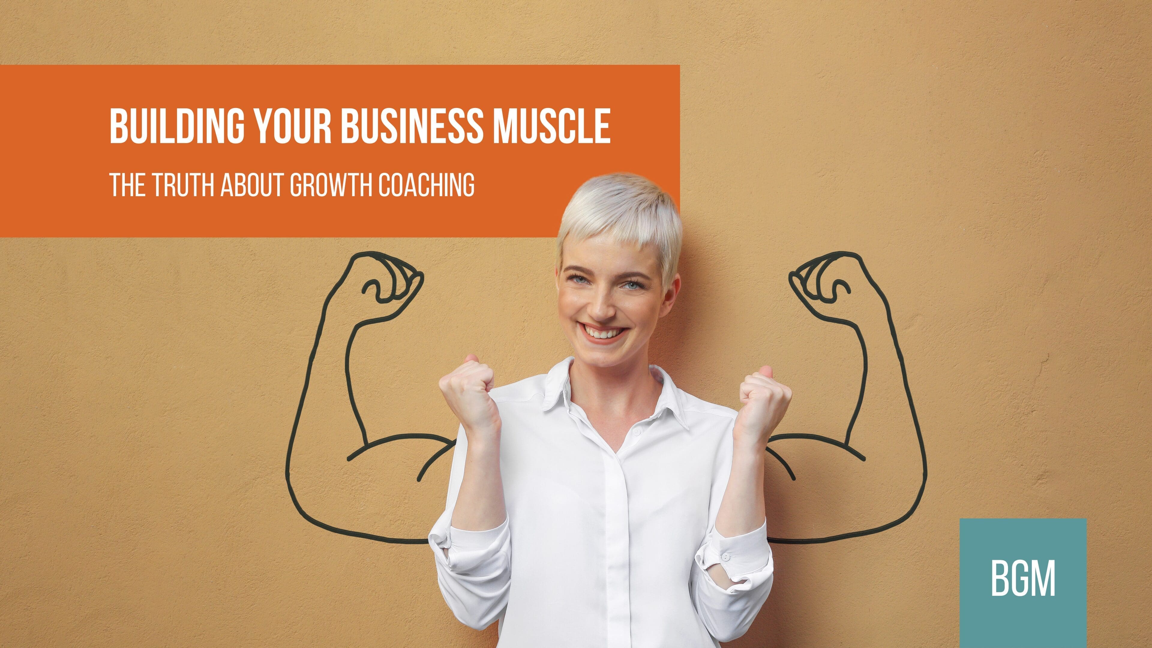 Woman building her business muscle so she can grow her business.